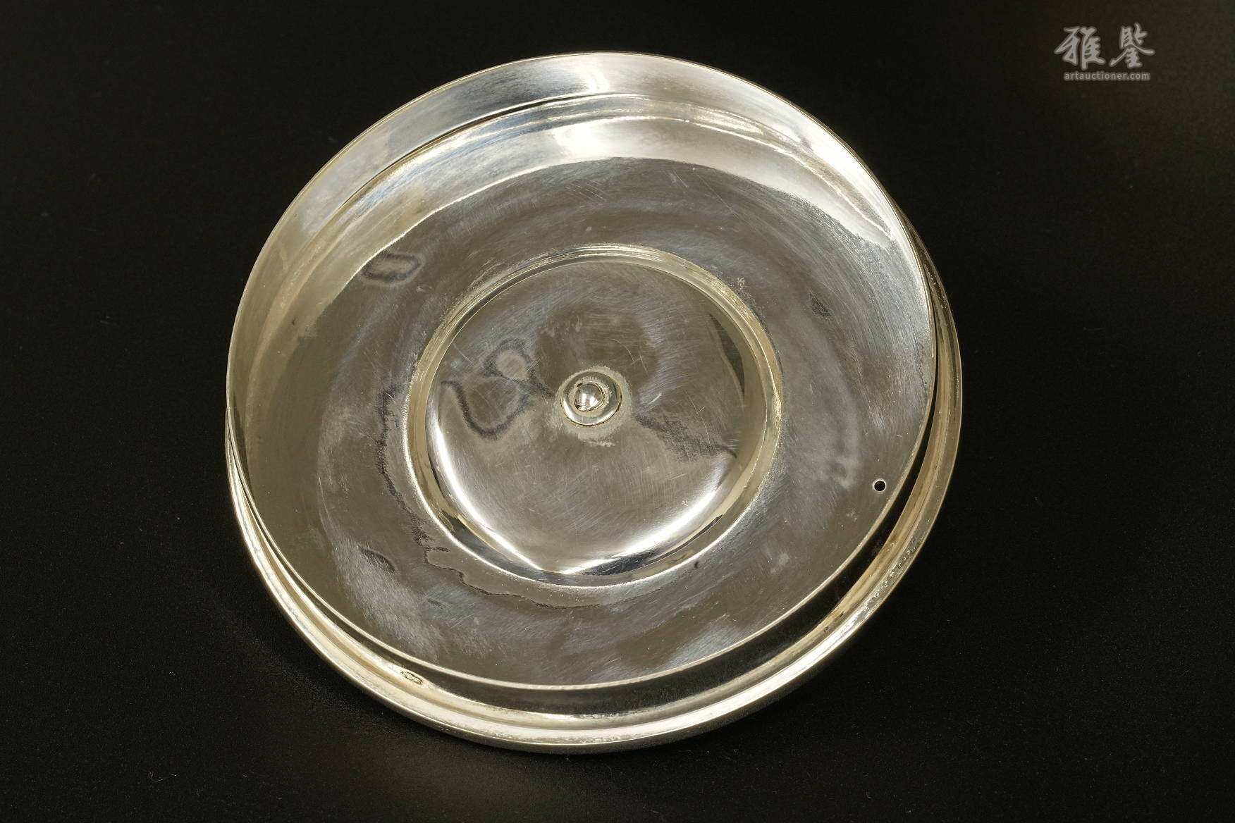 纯银 净益造 唐草纹银壶
