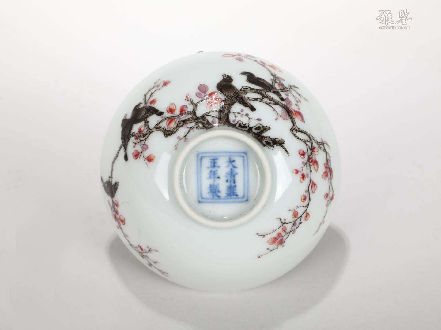 清雍正 粉彩喜上眉梢茶圓